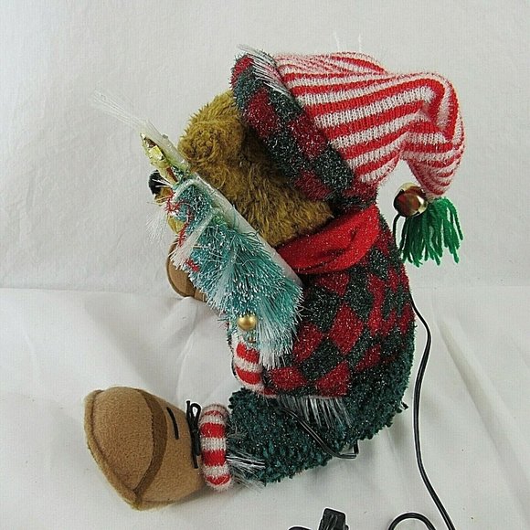 Christmas Avon Teddy Bear Fiber Optic Lighted Tree Color Changing 11" Sitting - Picture 7 of 7
